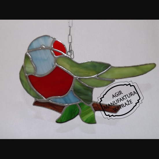Papuga witraż 15x21 cm